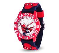 Marvel Spider-Man Boys' Red Plastic Time Teacher Watch, Spider-Man 3D Strap, WMA000413, Black, Modern