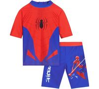 Marvel Spider-Man Boys Swimsuit Set 3-10 Yrs, 2 Pcs Swimming Costume Swim Shorts & Rash Vest, Holiday & Swimming Accessories (7-8 Years, Red/Blue Spiderman)