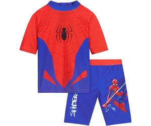 Marvel Spider-Man Boys Swimsuit Set 3-10 Yrs, 2 Pcs Swimming Costume Swim Shorts & Rash Vest, Holiday & Swimming Accessories (5-6 Years, Red/Blue Spiderman)