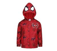 Marvel Spider-Man Boys' Windbreaker Jacket with Zip Hood, Red, 6