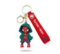 Marvel Spider-Man Character Keychain, Wrist Strap & Key Ring - Green Hoodie | Spider-Man character keychain with flexible wrist strap, metal split key ring and convenient lobster clasp