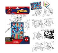 Marvel Spider-Man Colouring Set, 8 Colouring Sheets, 6 Colour Pencils & Sticker Sheet, Character Art Activity Pack, Portable Creative Set for Travel & Gifting