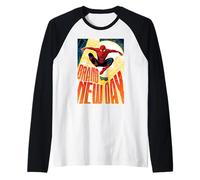 Marvel Spider-Man: Day Spidey Leaping Down City Raglan Baseball Tee