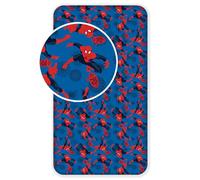 Marvel Spider-Man Fitted Sheet - Single Bed 90x200cm + 25cm Skirt - 100% Cotton Blue Kids Bedding - Official Licensed Spiderman Superhero Bed Linen for Boys & Girls - Soft & Breathable