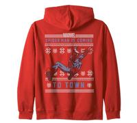 Marvel Spider-Man is Coming to Town Ugly Christmas Zip Hoodie