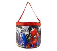 Marvel Spider-Man Kids Tote Bag, Gift Bag, Easter Basket, Candy Bucket | Nylon, ages 3+, 9in tall, 8.5in round opening, folds flat, city skyline art, holds eggs, sweets, party favors