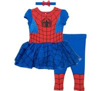 Marvel Spider-Man Little Girls Tulle Cosplay Dress Leggings and Headband 3 Piece 6