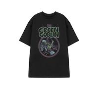 Marvel Spider-Man Mens Black Graphic Tee | Classic Short Sleeve T-Shirt Featuring Green Goblin | Casual Comics Character Top | Retro Style Merchandise