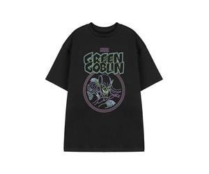 Marvel Spider-Man Mens Black Graphic Tee | Classic Short Sleeve T-Shirt Featuring Green Goblin | Casual Comics Character Top | Retro Style Marvel Merchandise
