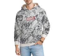 Marvel Spider-Man Mens Graphic Hoodies - Breathable Soft Fleece Cotton-Blend Pullover Sweatshirt Hoodies for Men, Marvel All Over Print Cream, X-Large