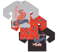 Marvel Spider-Man & Miles Morales Three Pack 100% Combed Cotton Long Sleeved T-Shirts Tops - 7-8 Years 128cm Multicoloured
