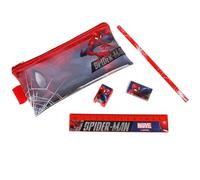 Marvel Spider Man Pencil CASE Zipped with Equipment, Sachet for Boys, School Set, Transparent (Red Spider-Man)