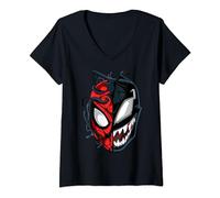 Marvel Spider-Man Peter Venom Split Face V-Neck T-Shirt