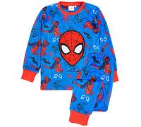 Marvel Spider-Man Pyjamas Boys Super Soft Fleece | Kids Superhero Blue Red Character All Over Print T-Shirt Trousers Pjs | Comics Clothing Gift 8-9 Years