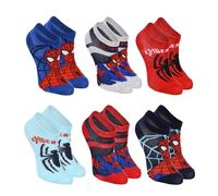 Marvel Spider-Man Socks for Boys, Set of 6 Classic Cotton Short Socks, Size EU 23/26, multicoloured, 23-26