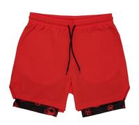 Marvel Spider-Man Spiderverse Mens Running Shorts, Workout Shorts for Men, 2-in-1 Stealth Shorts, Gym Shorts with Pockets (Large, Red)