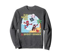Marvel Spider-Man "Sun Sand Sea & Spidey-Senses" Beach Sweatshirt, Adult Unisex, Dark Heather Grey, XX-Large