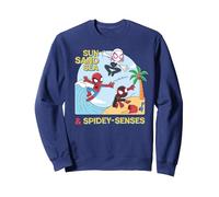 Marvel Spider-Man "Sun Sand Sea & Spidey-Senses" Beach Sweatshirt, Adult Unisex, Navy Blue, Medium