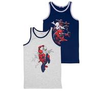 Marvel Spider-Man Vest for Boys - Children's Tank Top Shirt Underwear Grey/Blue (Pack of 2), grey / blue, 122/128 cm