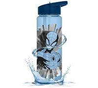Marvel Spider-Man Water Bottle for Kids - 600ml Flip Up Spout Drinking Bottle for Travel or Home, Plastic Water Bottle for Boys 3+years, Leak-Proof Design