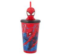 Marvel Spider-Man Web 3D Tumbler for Kids - 444ml | BPA-Free Drinkware with Spiderman Head | Fun & Durable, Red & Blue