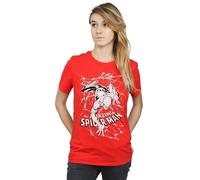 (XXL, Red) Marvel Womens/Ladies Spider-Man Web Crawler Cotton Boyfriend T-Shirt