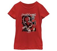 Marvel Spider Way Home Unmasked Man Girl's Solid Crew Tee, Red, X-Large