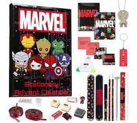 Marvel Spiderman Advent Calendar 2025 Stationery and Accessories Avengers Christmas Countdown Calendar with Pen Keyring Snap Bracelets (Black Marvel)