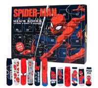 Marvel Spiderman Advent Calendar with 12 Pairs of Socks Size 40-45 for Men Christmas Calendar with Sneakers and Long Socks