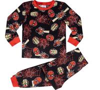 Marvel Spiderman and Iron Man Super Soft Fleece Long Sleeved Pyjama Set, Red/Black, 9-10 Years: 140cm, Black