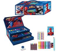 Marvel Spiderman Art Set for Kids | 52-Piece Colouring Stationery Suitcase with Markers, Crayons, Pencils & More | Spiderman Creative Art Briefcase for Drawing & Coloring Fun
