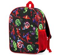 Marvel Spiderman Backpack for Boys Avengers Captain America Iron Man Kids and Toddler Backpack Nursery Pre School Bags for Boys Travel Holiday Avengers Gifts (Black Aop Avengers)