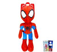 Marvel Spiderman Backpack for Boys Set - Bundle with 18" Superhero Figure Bag, Stickers, More | Spiderman Preschool Backpack for Boys, Kids