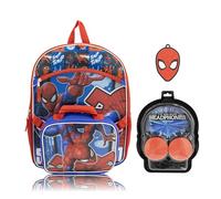 Marvel Spiderman Backpack Set for Boys | Spiderman Bookbag with Lunch Bag, Headphones, and Dangle | Kids School Spider-Man Backpack | Ages 3+