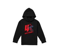 Marvel Spiderman Birthday 4 Youth Kids Pull-Over Hoodie, Black | Size: 9-11 Years Marvel Black 9-11 Years