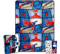 Marvel Spiderman Blanket for Boys Set - Bundle with Spider-Man Kids and Teens Throw Plus Stickers, More for Boys and Girls | Spiderman Sherpa Blanket Size 46" x 60"