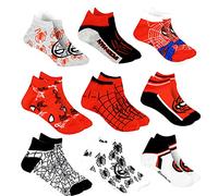 Marvel Spiderman Boys Assorted 10-Pack Athletic Low Cut No Show Socks, Youth Ages 3-7 (Spiderman V3)