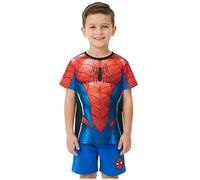Marvel Spiderman Boys Pyjama Set 3-8 Yrs, Half-Sleeve T-shirt Short Pj Bottoms, Soft Kids Loungewear Clothes, Comfy Nightwear (5-6 Years, Red/Blue Spiderman, 1 Pck)