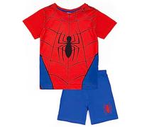 Marvel Spiderman Boys Pyjama Set | Kids Spider-Man T-Shirt and Shorts PJs Bundle | Red & Blue Spider Suit Nightwear Costume | Superhero Complete Pajamas for Children | Cosy Loungewear
