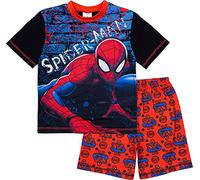 Marvel Spiderman Boys Short Pyjamas Pjs Ages 2 to 12 Years Old, Official Merchandise (9_years) Black