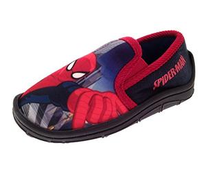 Marvel Spiderman Boys Slip On Slippers Swinging City Red UK 1