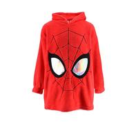 Marvel Spiderman Boys Sweatshirt Hooded Blanket with Design Soft Fleece Blanket Sizes 3 to 8 Years, red, 3-5 Jahre