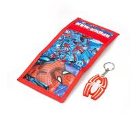 Marvel Spiderman Boys Wallet and Keyring Set - Trifold Wallet with Coin Purse, Card Slot and Keychain - Boys Gift