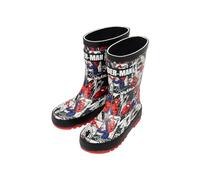Marvel Spiderman Boys Wellington Boots - Waterproof Kids Wellies with Non-Slip Soles - Comic Print Superhero Rain Footwear for Children (Black UK 7-EU24)
