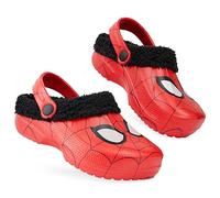 Marvel Spiderman Boys Winter Clogs, Fleece Lined Clogs Garden Shoes - Gifts for Boys (Red Spiderman, 8.5/9 UK)