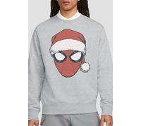 Marvel Spiderman Christmas Santa Hat Portrait Sweatshirt, Athletic Heather In Light Grey Light Grey L