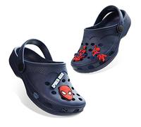 Marvel Spiderman Clogs Boys Removable Shoe Charms Fun Garden Shoes Slip On Ankle Strap Indoor Outdoor Slippers Beach Pool (Navy Spiderman, 1 UK)