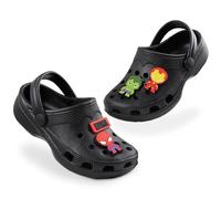 Marvel Spiderman Clogs Boys Removable Shoe Charms Fun Garden Shoes Slip On Ankle Strap Indoor Outdoor Slippers Beach Pool (Black Avengers, 13 UK)
