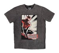 Marvel SpiderMan Crouch Cartoon Stone Wash T-Shirt in Grey | Size: Large Marvel Grey L
