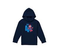 Marvel Spiderman Cute Spidey Birthday 4 Youth Kids Pull-Over Hoodie, Navy | Size: 9-11 Years Marvel Navy 9-11 Years